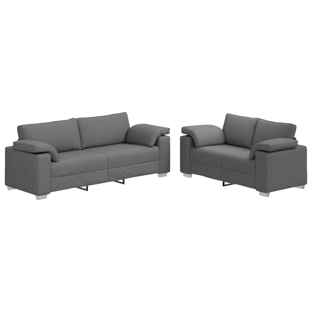 Set Divano 2 Pezzi con Cuscini Grigio Scuro