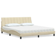 Letto con Materasso Hanko Crema 180x200 cm in Tessuto