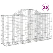 Set di 8 gabbioni ad arco per recinzione gabbia o muro di contenimento 200 x 50 x 100/120 cm ferro zincato argento 02_0041169
