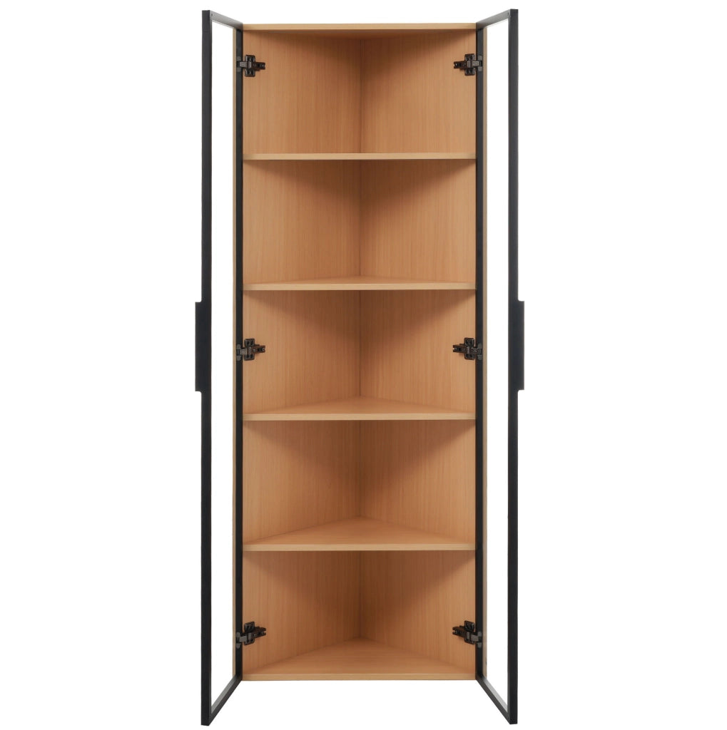 Vetrina angolare LED effetto rovere 62 x 35 x 160 cm