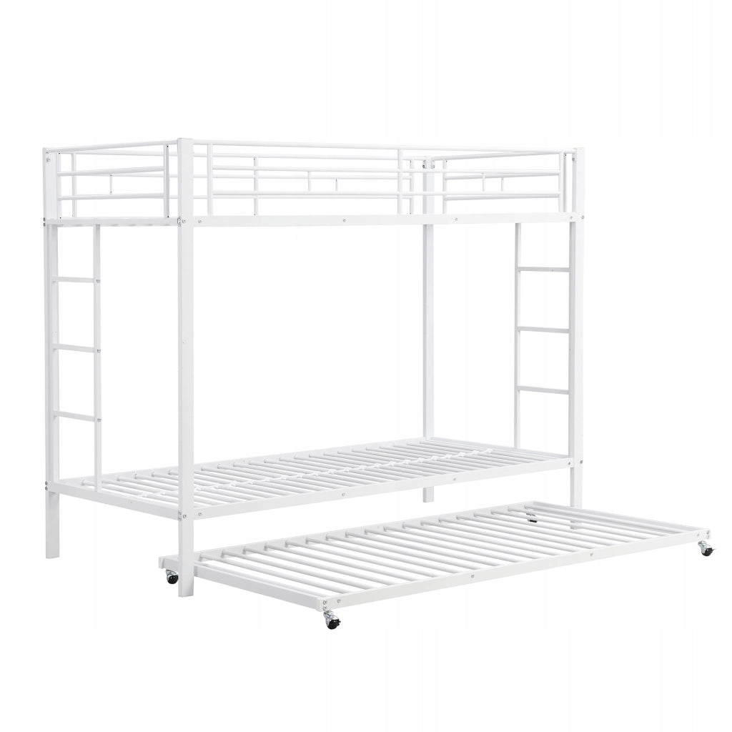 Letto a castello per bambini - Xylo - 90x200 - Bianco - Struttura in metallo estraibile