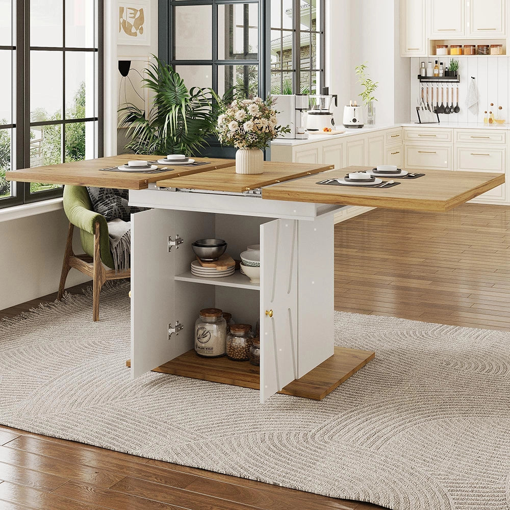 Tavolo da pranzo con motivo a rilievo - Xylo - 110(140)x70x76,5 cm - Placcato in legno