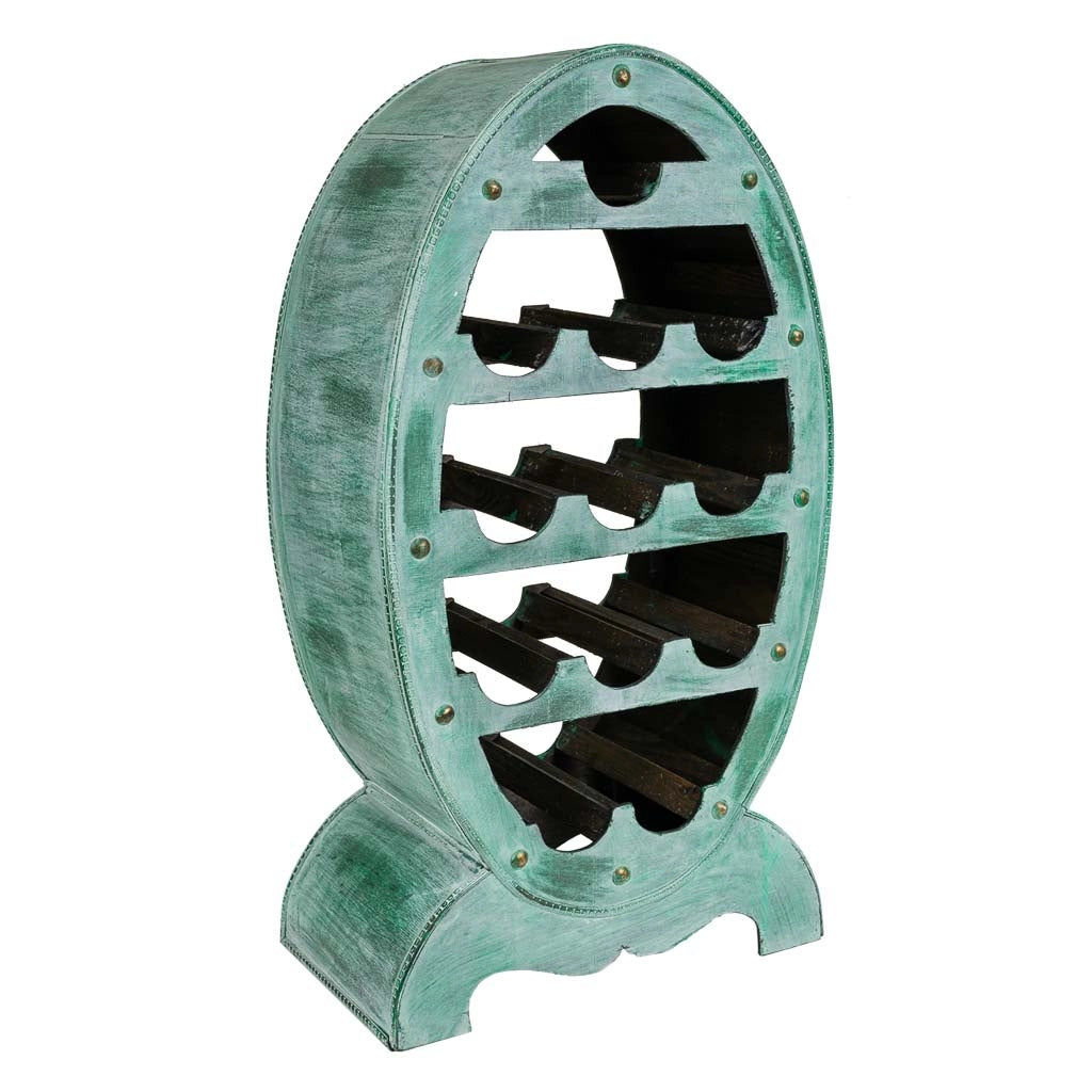 Portabottiglie in legno blu 46x27x85h