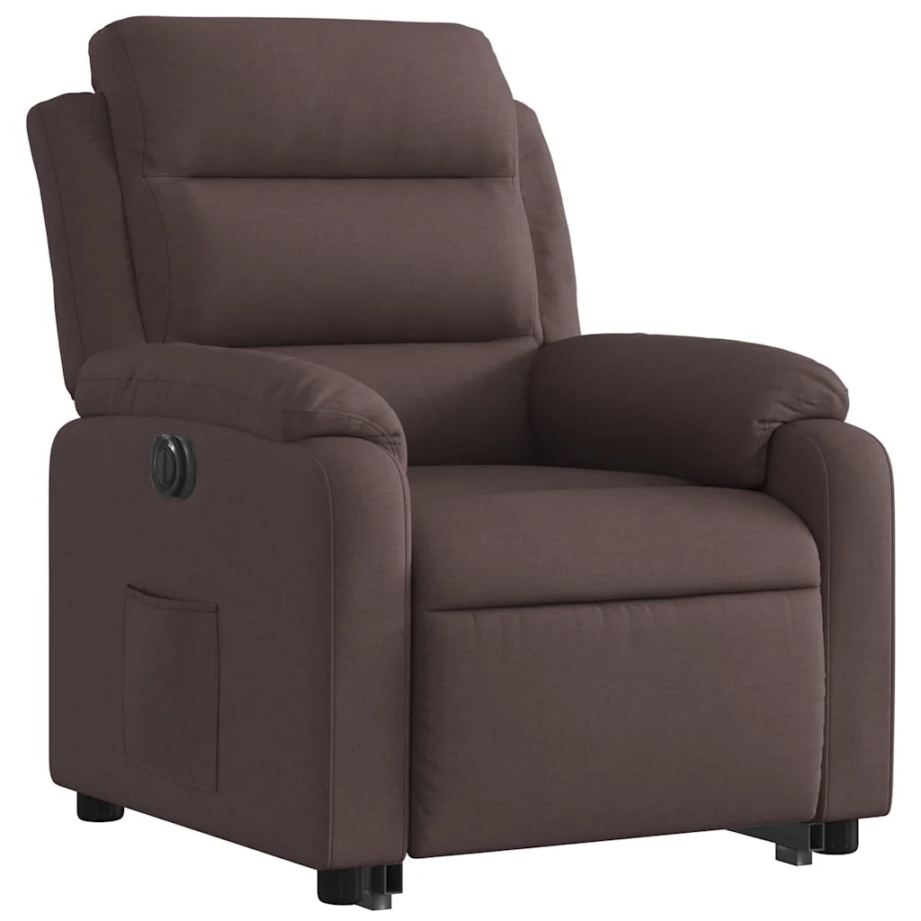 Poltrona Alzapersona Reclinante Elettrica Marrone Scuro Tessuto 3205009