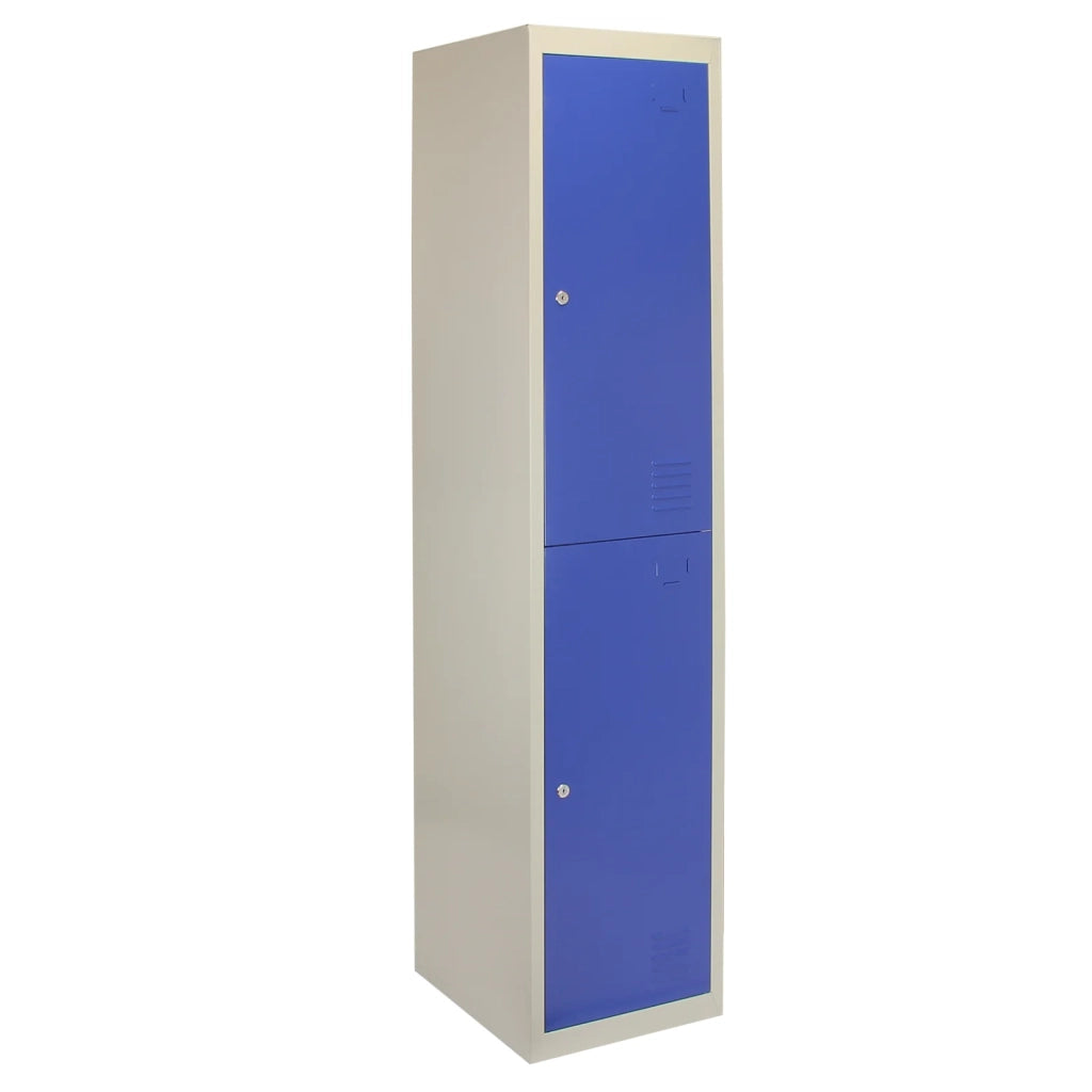 Armadietto da Montare con 2 Porte Blu in Acciaio per Scuole Palestre Spogliatoi
