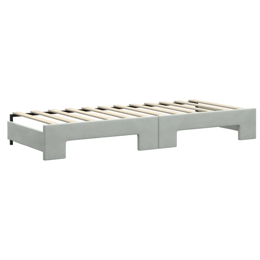 Divano Letto Estraibile Cassetti Grigio Chiaro 80x200cm Velluto