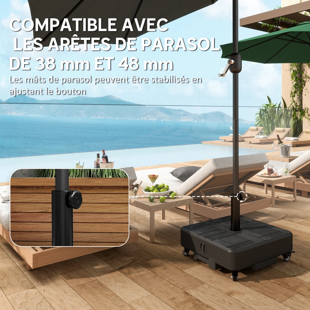Socle Parasol con Ruote Riempibile ¨C zephmum ¨C 48x48x38.5 cm Nero