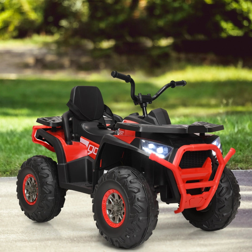 Veicolo per bambini con 4 ruote luci LED 2 velocit¨¤ musica USB sospensioni a molla, ATV elettrico 12V Rosso-Macchinine giocattoli