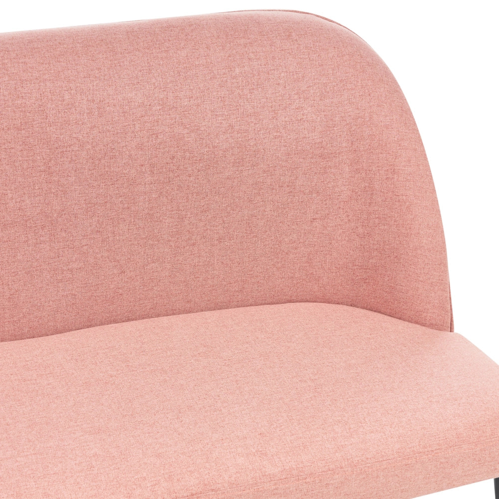 Divano da cucina Rivestimento in tessuto rosa Struttura in metallo a 2 posti Gambe nere Panca