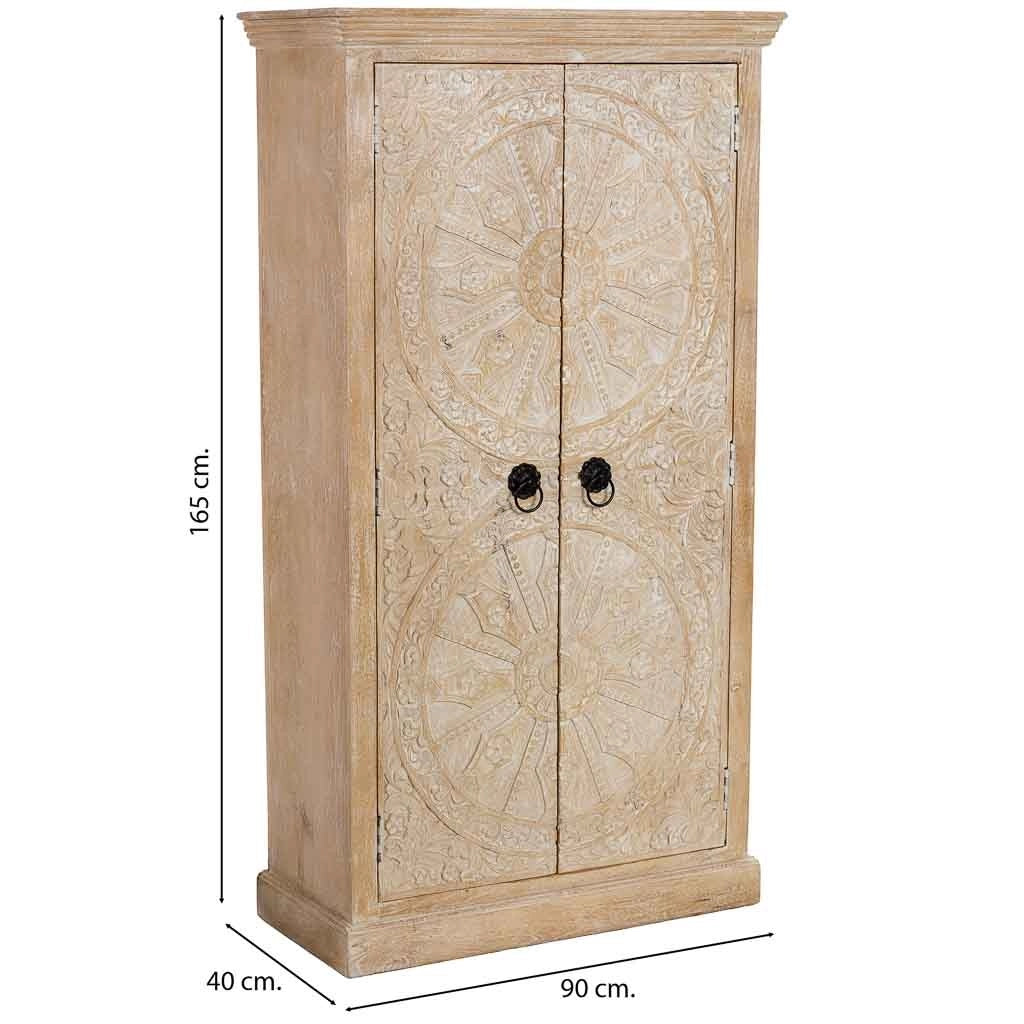 Armadio in legno fatto a mano con 2 ante beige, 90x40x165h cm