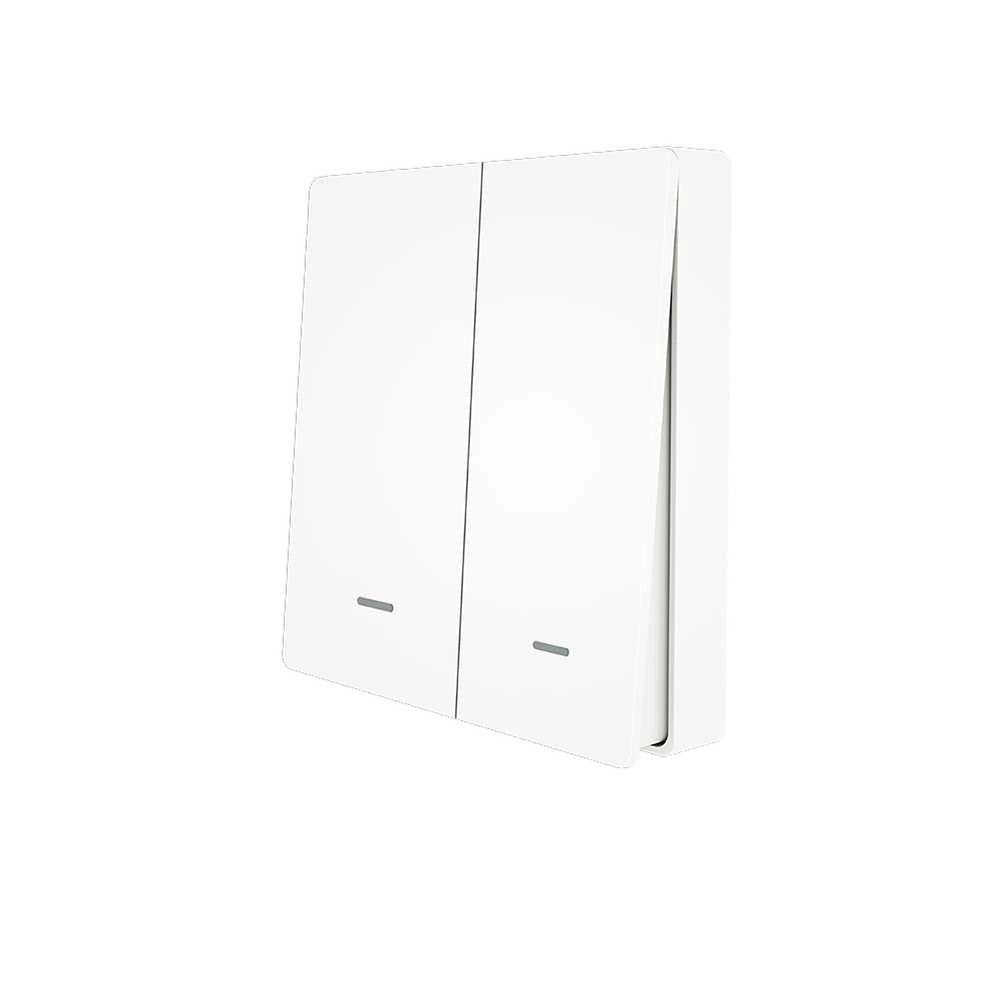 Telecomando Interruttore 2 Tasti, RF 433MHz, TUYA, Smart Life, 3V Con Pile CR2032, 86X86X16mm, IP20, SH4492
