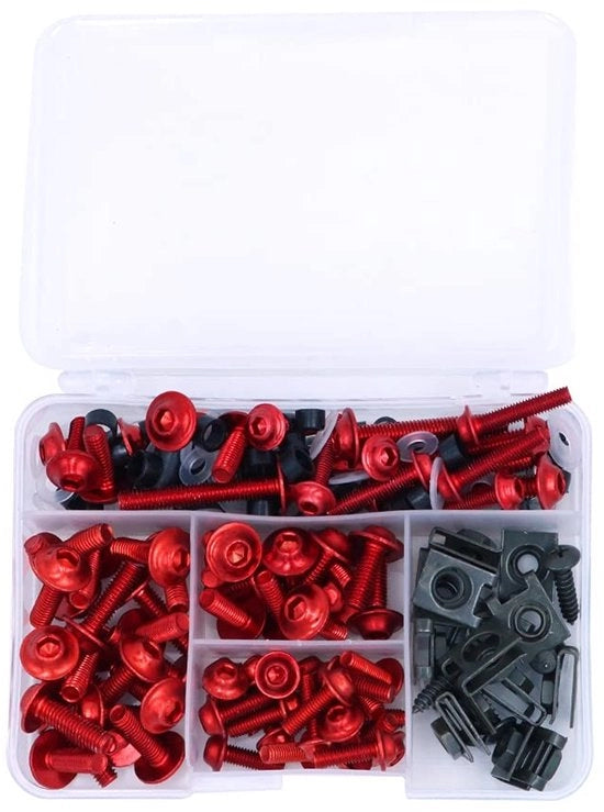 Kit di supporti per moto 177 pezzi - Accessori di fissaggio - Viti/Bulloni - Motocicletta/Sportbike - Alluminio - Rosso