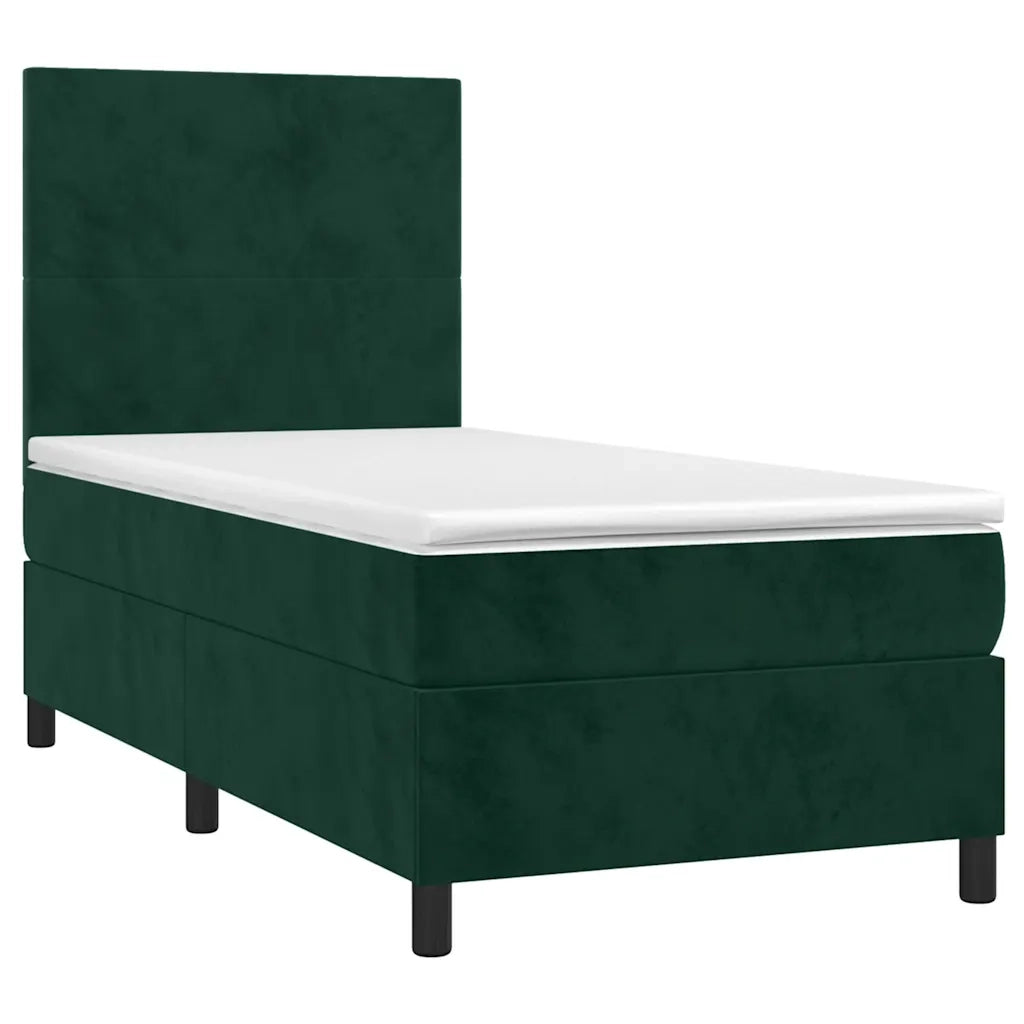 Letto a Molle con Materasso e LED-Struttura Letto con Materasso Verde Scuro 80x200cm Velluto 709025