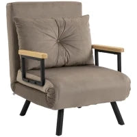 Poltrona Letto Imbottita 3 in 1 con Schienale Reclinabile in 5 Posizioni e Cuscino, 63x73x81 cm, Grigio