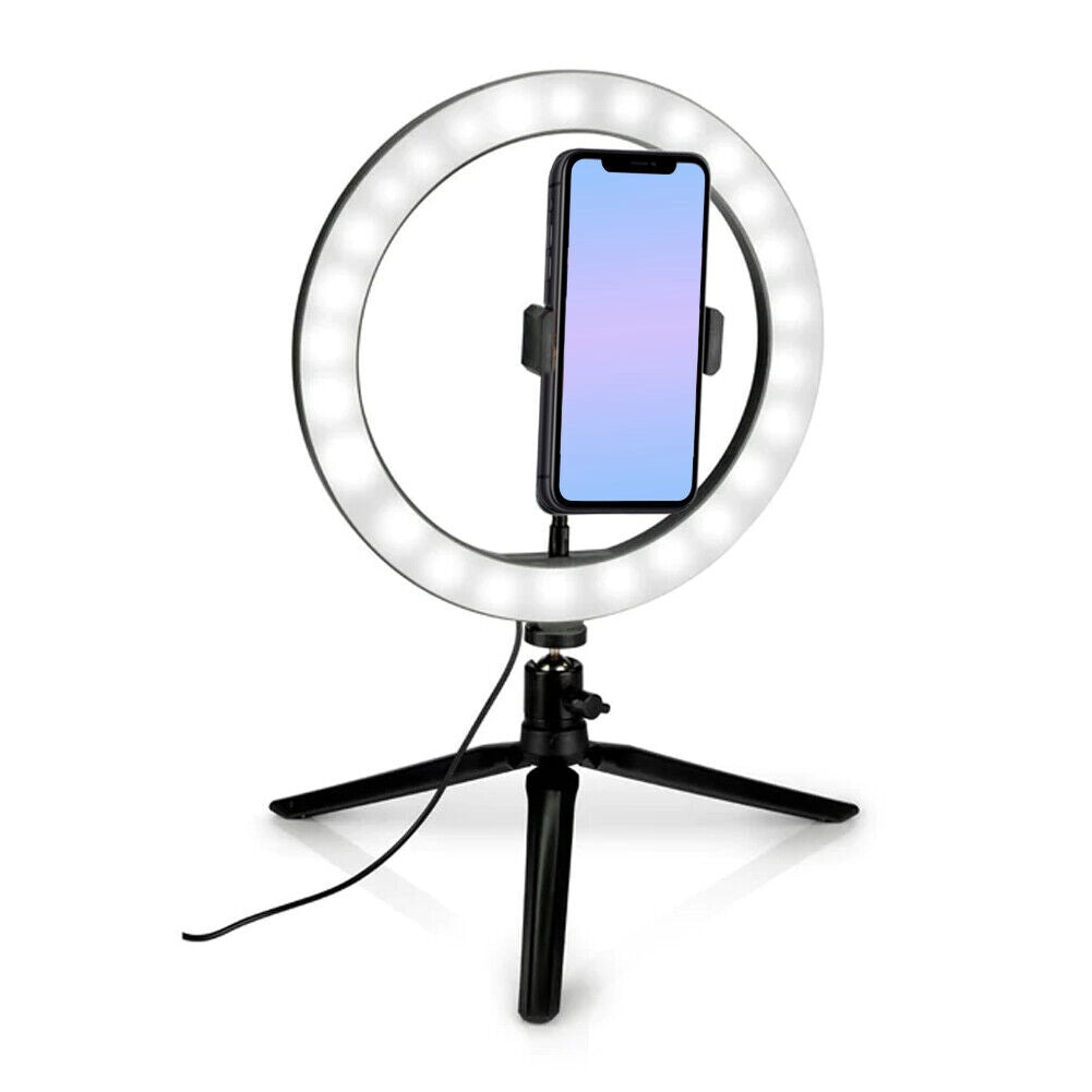 Lampada Led Anello Treppiede Inclinabile Tavolo Video Selfie 3 Intensita' Luce