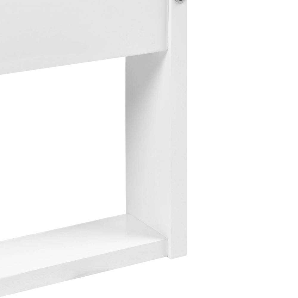 Letto singolo bianco in legno di pino 90 x 200 cm con 3 gambe, senza testiera, stile minimalista