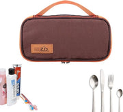Set di imballaggio per servizio da campeggio e utensili da tavola - borsa di stoccaggio per set da picnic, cucchiaio, forchetta, bastoncini da cibo