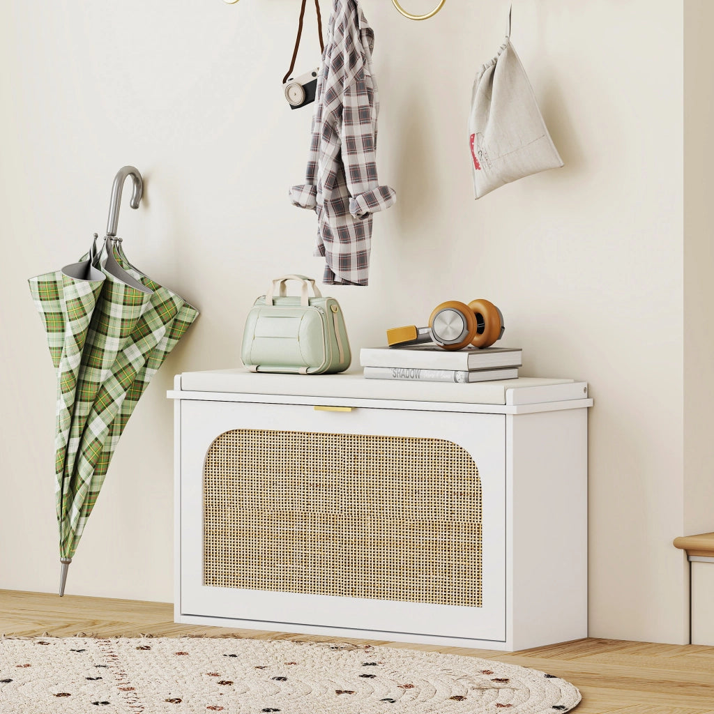 Panca con scarpiera e cassetto ¨C zephmum ¨C bianco 80x47.5x26 cm