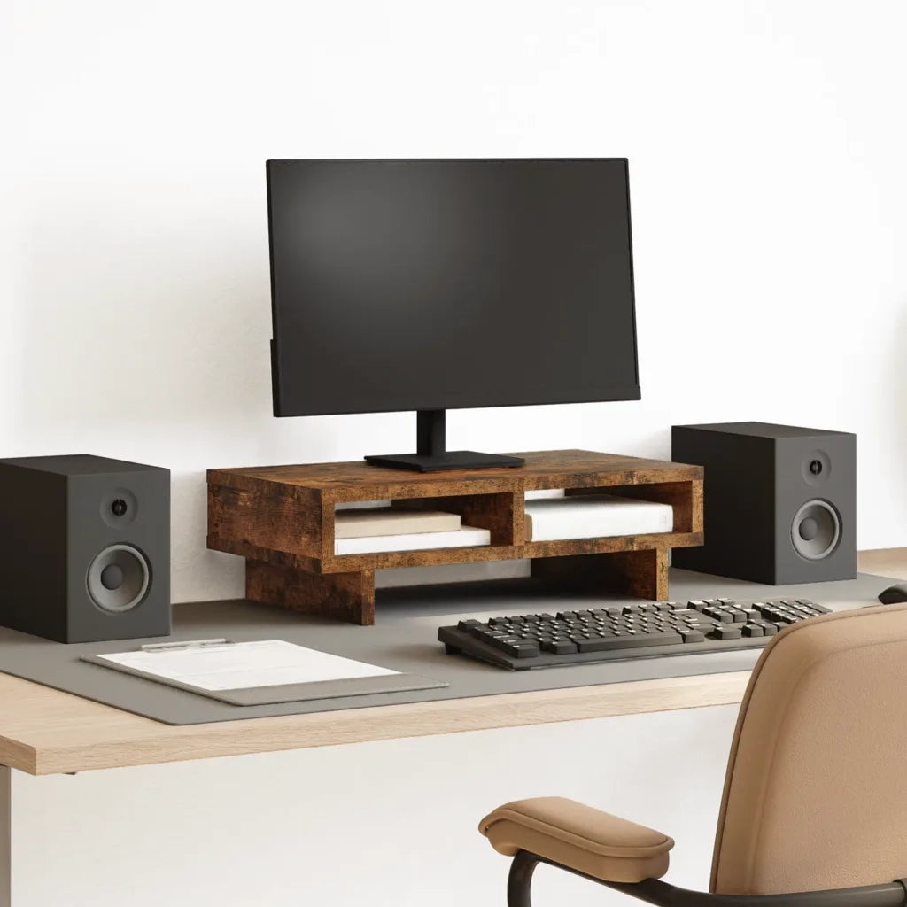 vidaXL Supporto per Monitor Rovere Fumo 50x27x15 cm in Truciolato