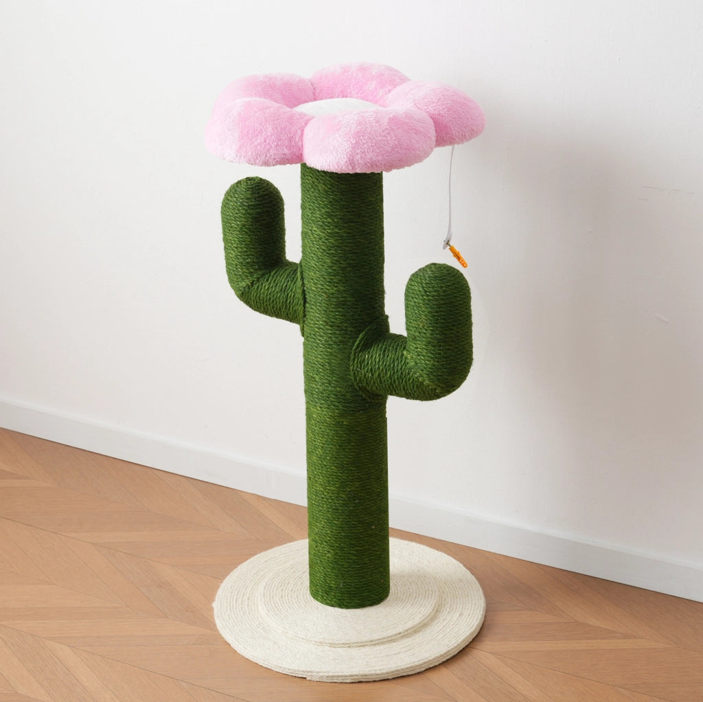 Tiragraffi per gatti a forma di cactus 90 cm; verde; con base stabile in MDF e sisal