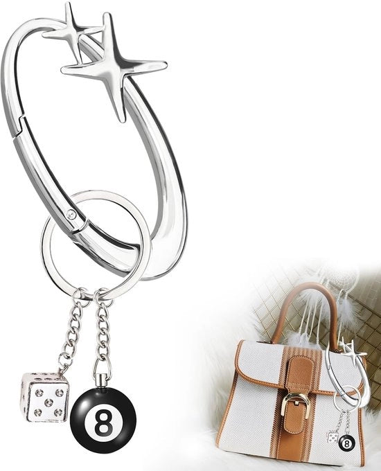 Accessorio per Autochiavi con Design a 8 Balle - Sostegno per Pistola di Apertura con Finestra di Visuale - Organizzatore per Chiavi - Maniglia per Chiavi in Acciaio Inox con Finestra di Visuale - Dimensioni Extra Grande