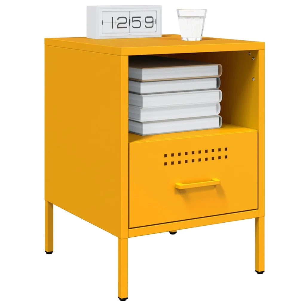 vidaXL Comodini 2 pz Giallo Senape 36x39x50,5 cm in Acciaio