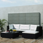 Set Divani da Giardino 5 pz con Cuscini in Polyrattan Nero 42100