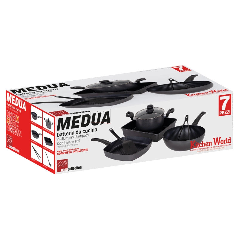 Set di 2 Batteria 7pz Medua In Alluminio Stampato Fondo Induzione