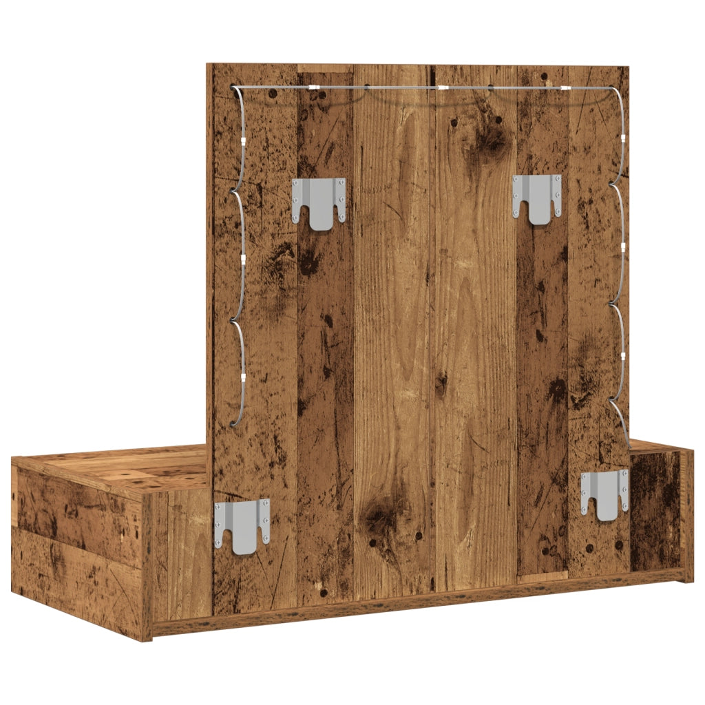 Tavolo da Toeletta a Muro con Luci LED in Legno Vecchio