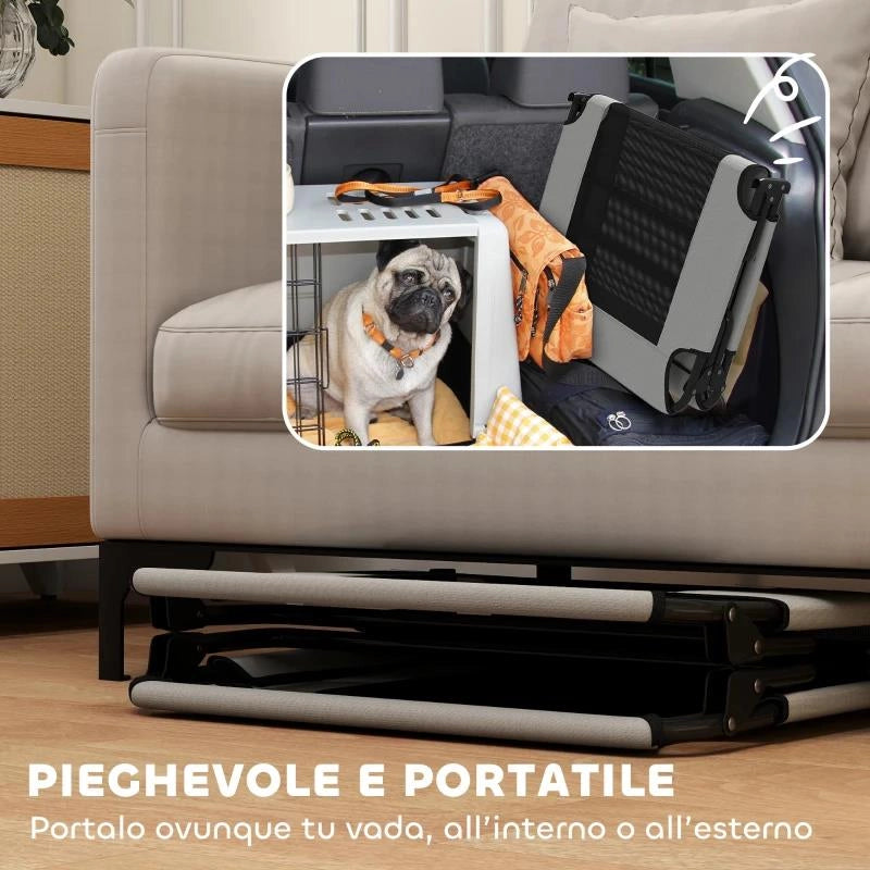 LETTO PER CANI GRANDI PIEGHEVOLE CON TESSUTO A RETE DA INTERNO ED ESTERNO, 107X61X20 CM, GRIGIO CHIARO