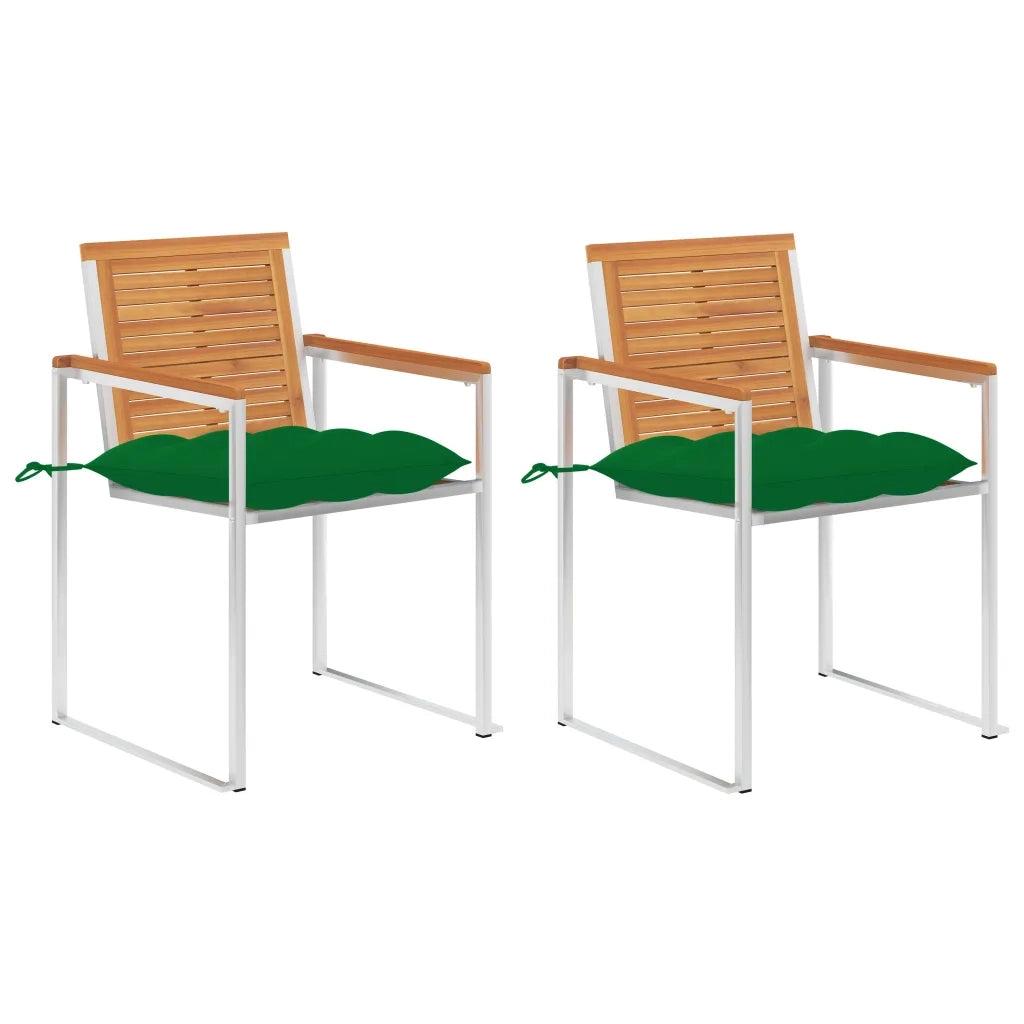 Sedie da Giardino 2 pz con Cuscini in Legno Acacia e Acciaio cod mxl 72314