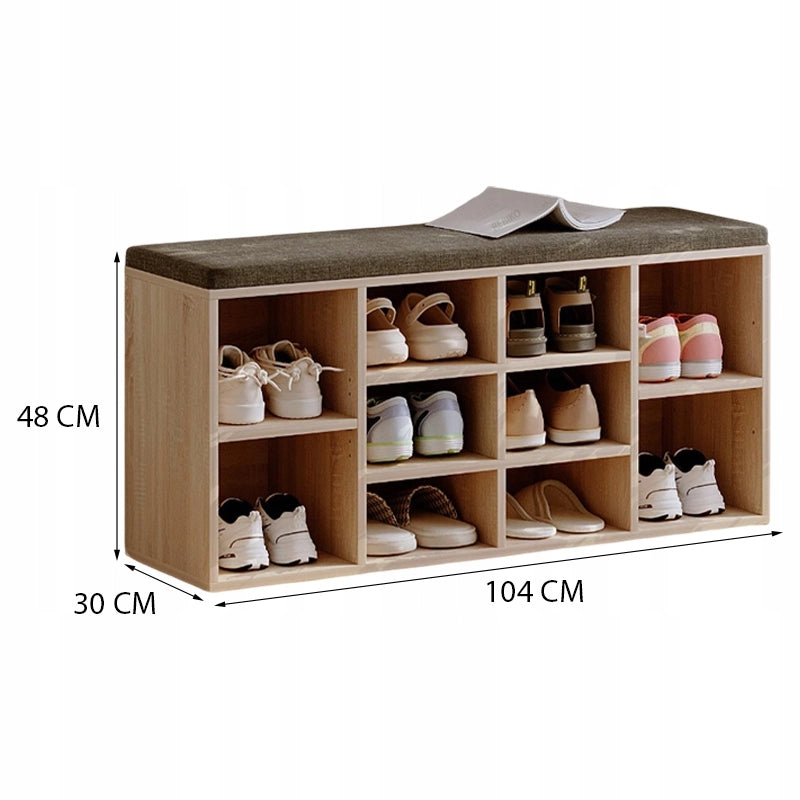 ARMADIETTO PER SCARPE CON SEDUTA PANCA MODERNA ROVERE SONOMA 104 CM