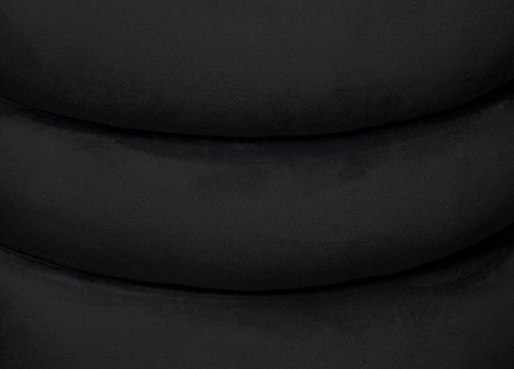 Pouf Salotto/Camera Rotondo Imbottito Modello Velvet Creamy Tinta Unita - Pouf - Nero