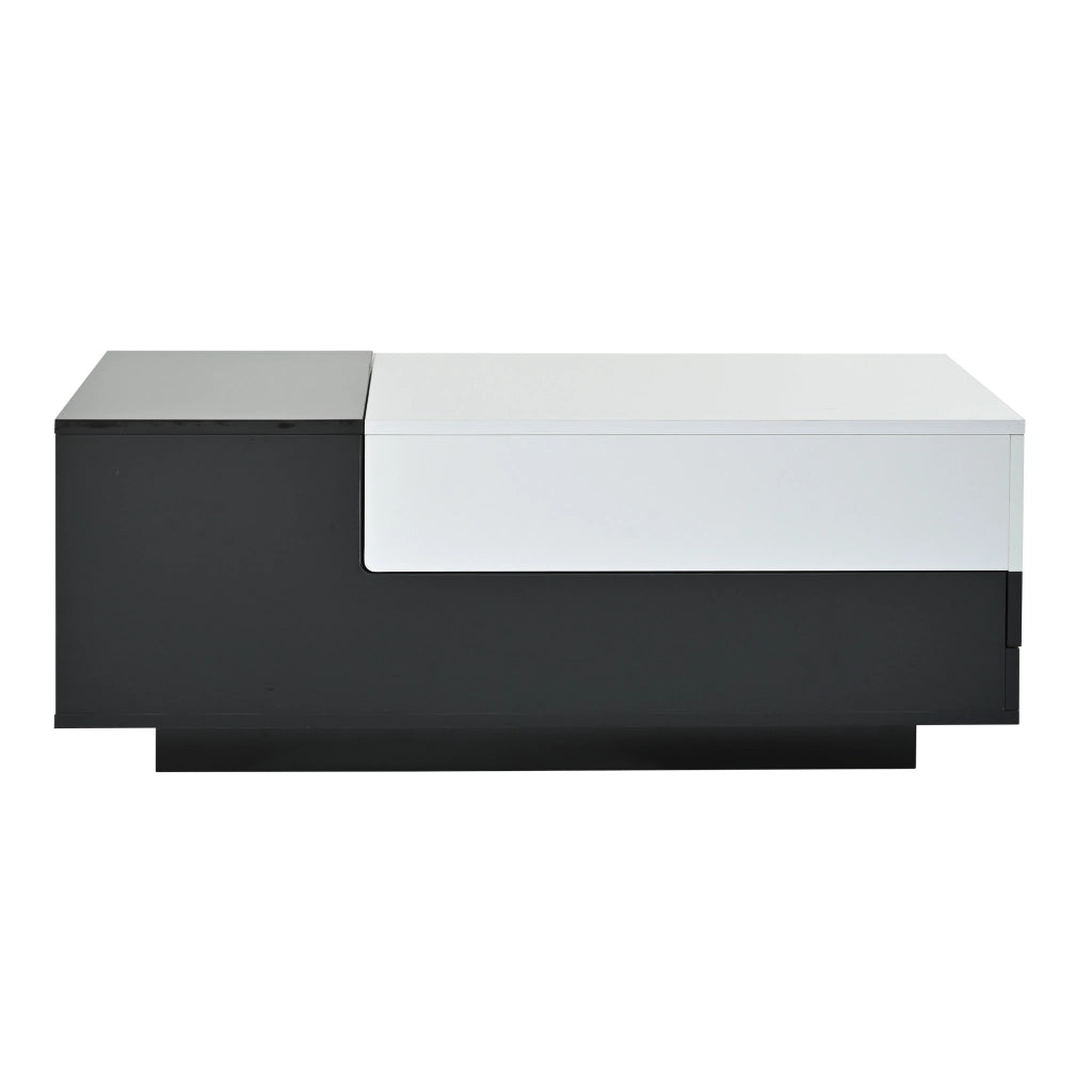 TAVOLINO DA SALOTTO 100 x 50 x 38 cm Bianco/Nero in pannello di particelle con 2 cassetti