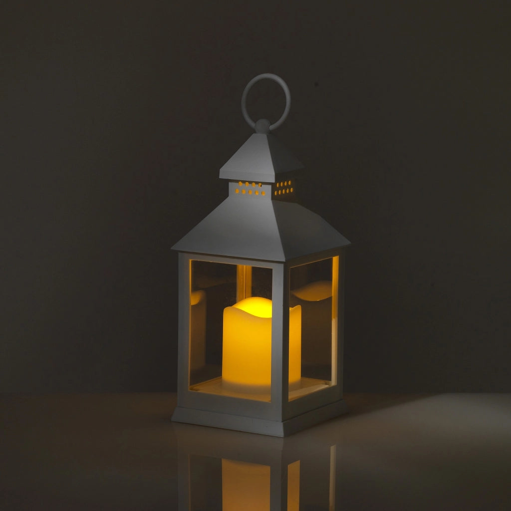 Lampada decorativa in plastica bianca cm. L.10,5 x P.10,5 x H.24