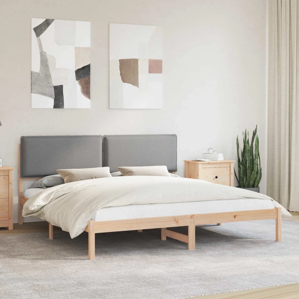 Letto con Testiera Rivestita Grigio chiaro 200 x 200 cm