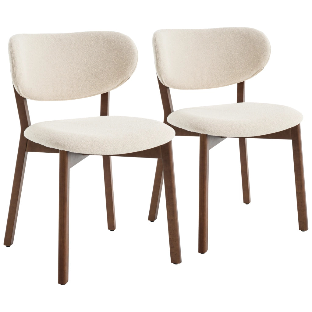 Set di 2 sedie AURA in legno scuro e tessuto boucle beige