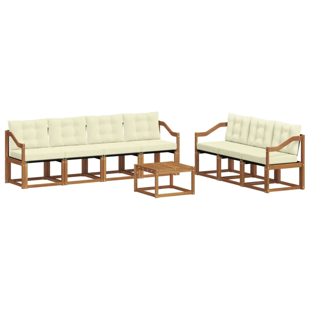 Set di divani da esterno con cuscino 8 pcs Naturale e Crema