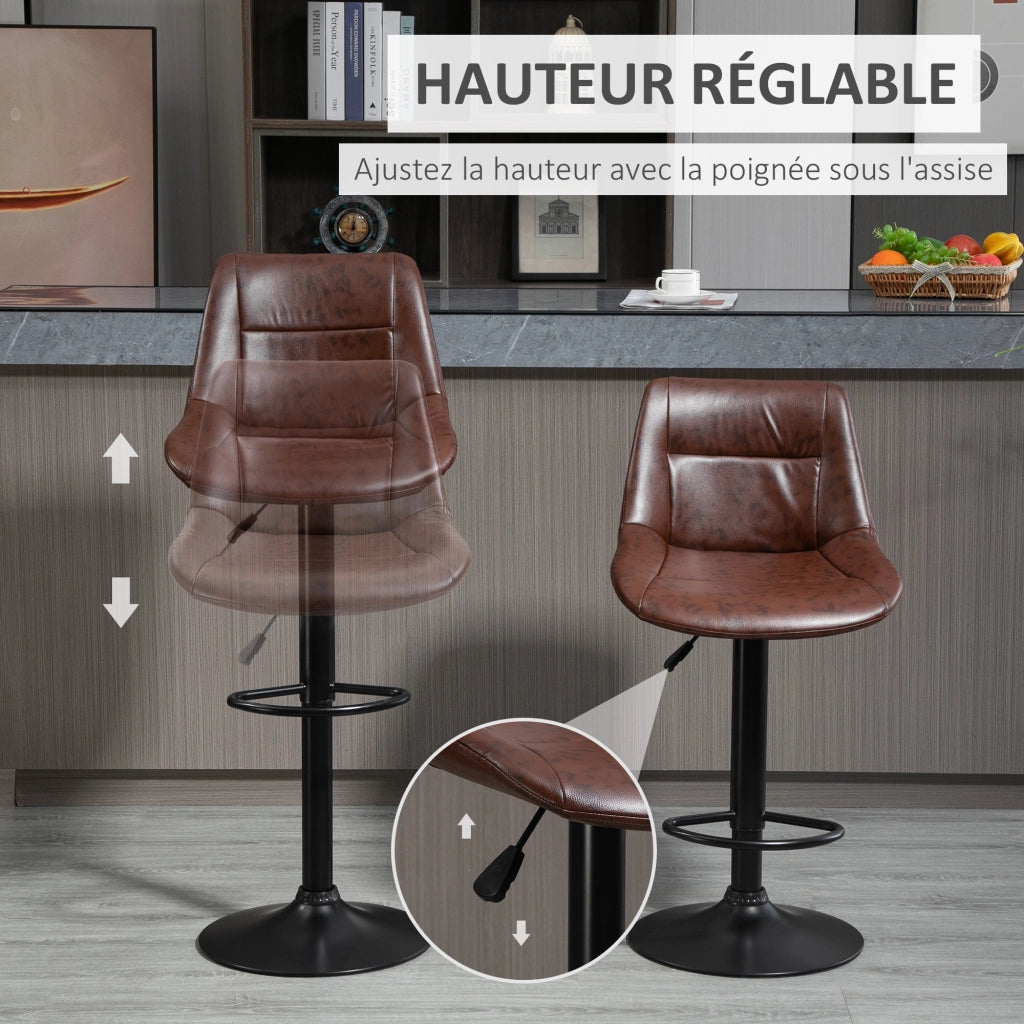 Sgabelli da Bar Vintage Regolabili Girevoli con Poggiapiedi ¨C Minimal ¨C Marrone Effetto Invecchiato