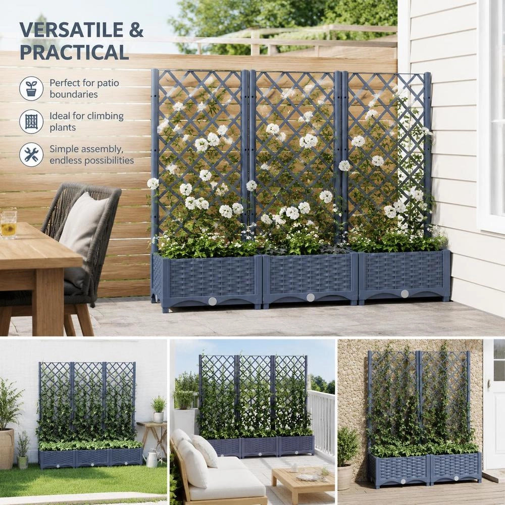 Plant Pot With Trellis, Blue-grey, 120x40x121.5 Cm, PP