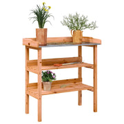 Tavolo Piante con Ripiani Marrone 78x38x,82,5cm Massello Abete 156353