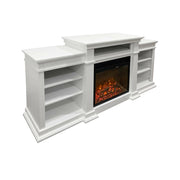 Camino elettrico Aramengo, Stufa elettrica, Focolare elettrico a parete, Caminetto moderno, Made in Italy, 179x48 h81 cm, Bianco