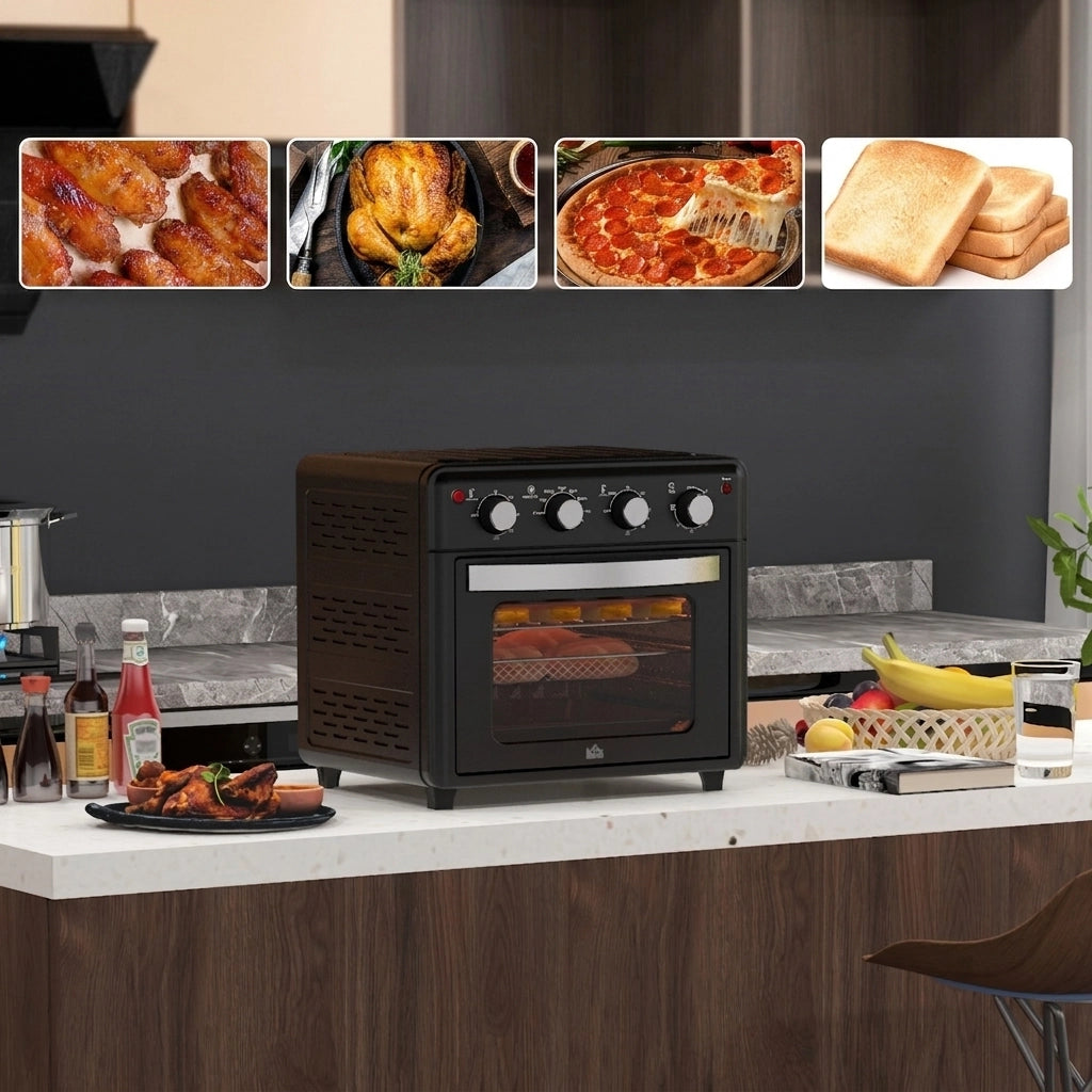 Mini Forno Ventilato 30 L 7 in 1 con Friggitrice ad Aria; Temperatura 90-230°C e Timer 60 Min