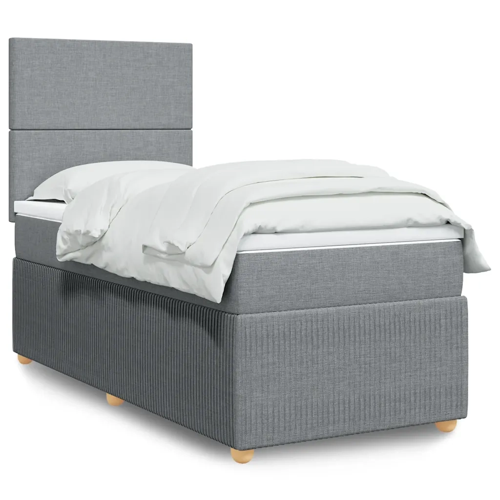 Giroletto a Molle con Materasso Grigio Chiaro 90x190 cm Tessuto