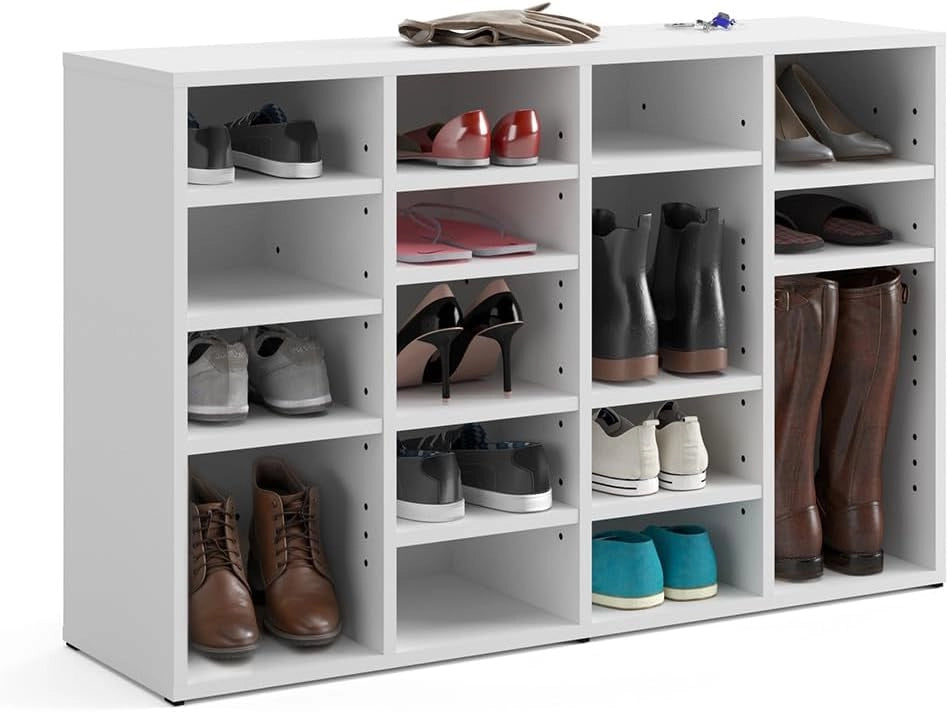 Scarpiera Lysander, Bianco, 104 x 65.5 cm, per una conservazione ordinata di scarpe e accessori