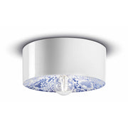 Plafoniera Media Vintage Decò Pi Ceramica Ming Blu 1 Luce E27