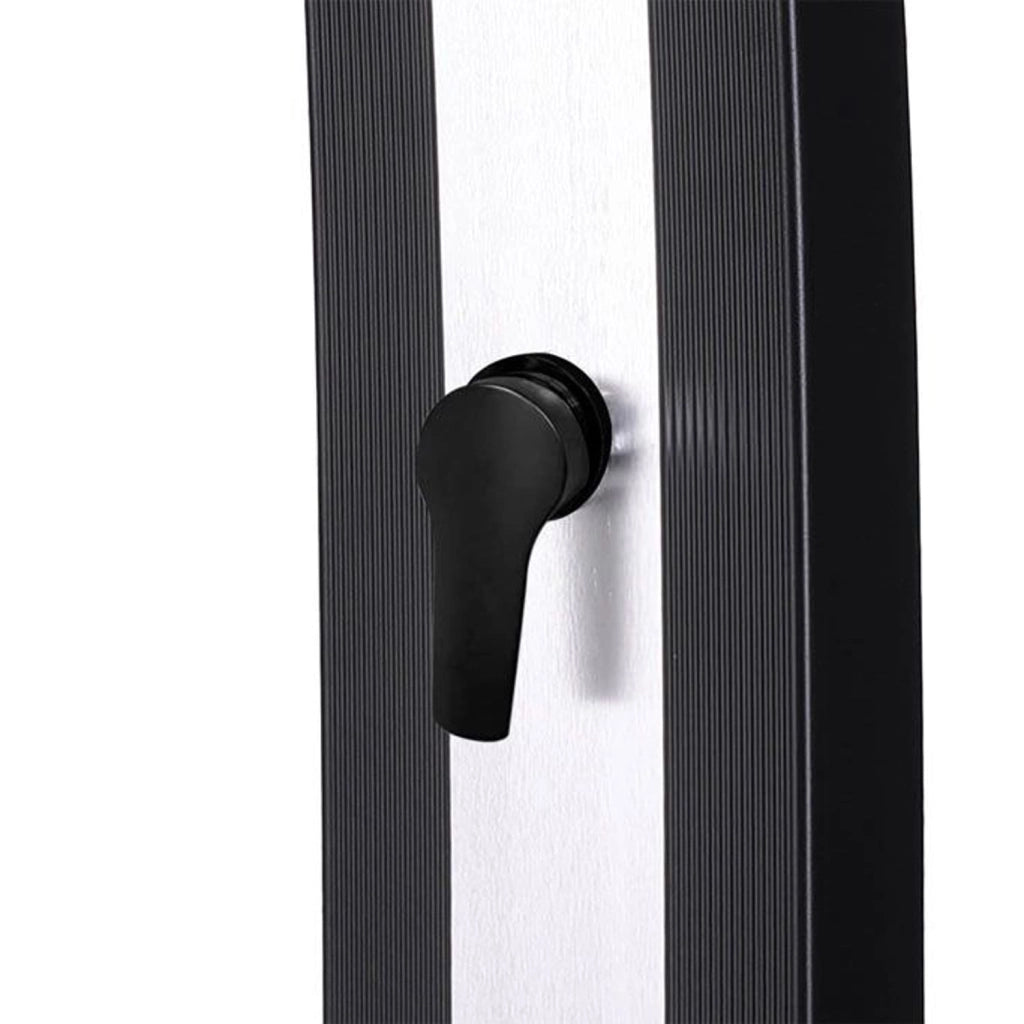 SINED Doccia Solare Nera In Alluminio con Fascia Centrale Inox Serbatoio 40 Litri Altezza 224 cm Miscelatore e Soffione Quadrato Modello Ella