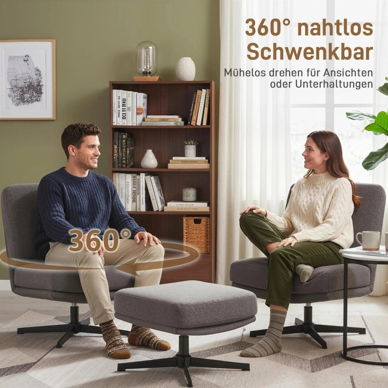 POLTRONA Girevole con Pouf 68x50 cm Grigio Scuro