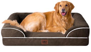 Letto per cani ortopedico per grandi cani, 112 x 81 x 15 cm, Cuscino per cani di schiuma espansa XL, Divano per cani lavabile, Imbottito all'acqua, Antiscivolo, Bancarella per cani con bordo alto, Marrone