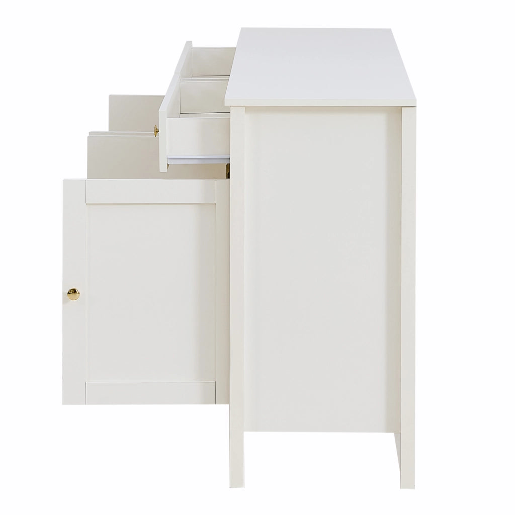 Credenza con 2 cassetti e 4 ante - per soggiorno - in MDF - 160x40x82 cm - bianco